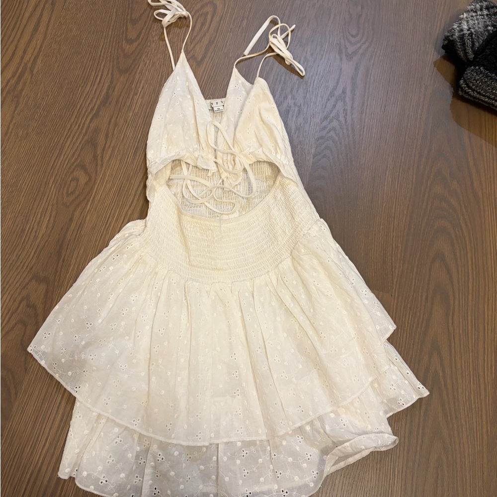 White front tie Tiered Summer Dress